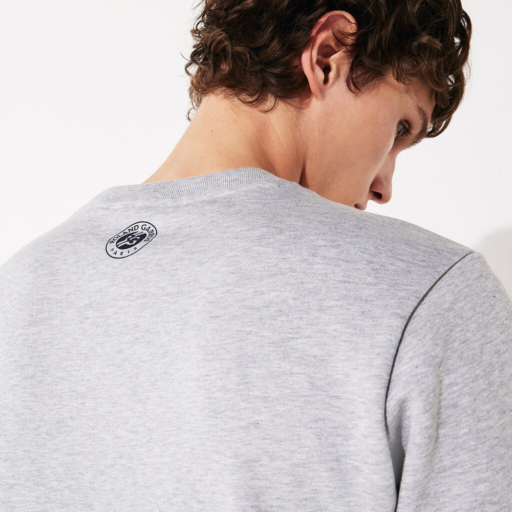 Mens   SPORT Roland Garros Plant Print Sweatshirt | Lacoste Grey Chine / Navy Blue • Mnc