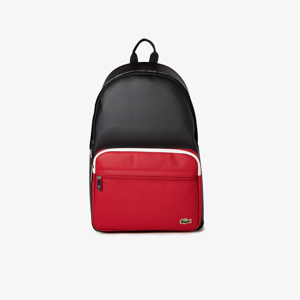 Mens   Colorblock Backpack | Lacoste Black Tango Red White • E79