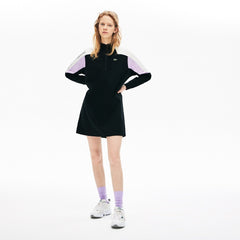 Womens Wo  LIVE Colorblock Cotton Zip Sweatshirt Dress | Lacoste Black / White • Kbr