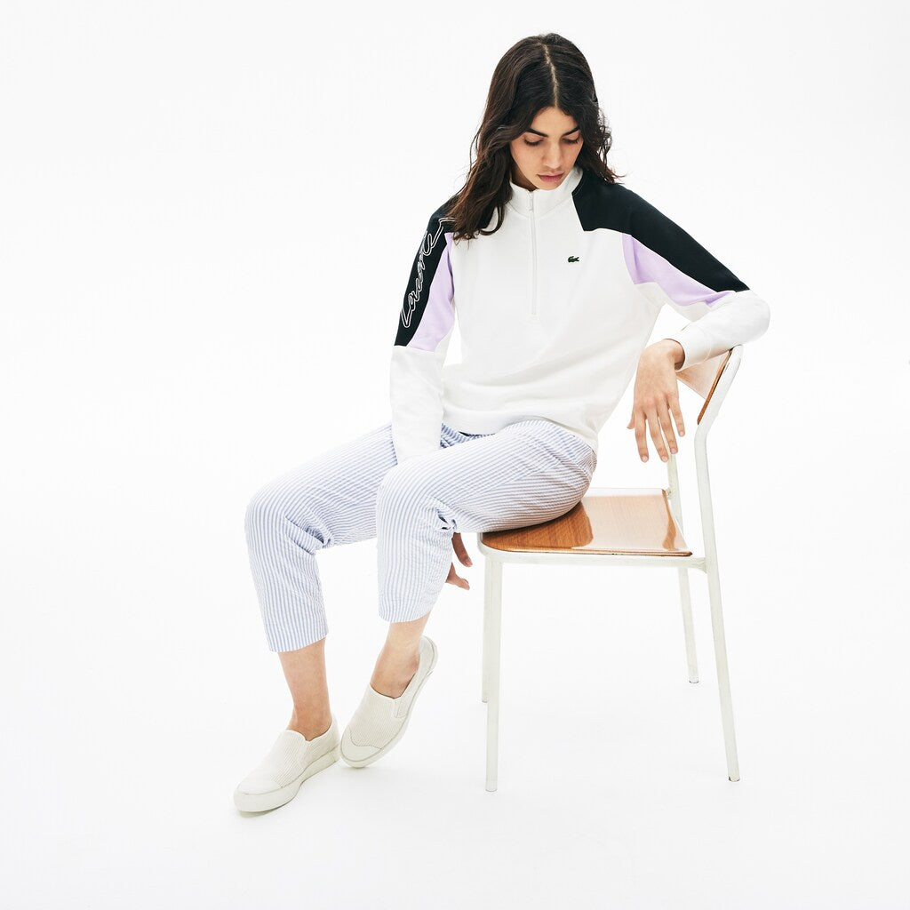 Womens Wo  LIVE Color-Block Zip-Front Sweatshirt | Lacoste White • 2Cq
