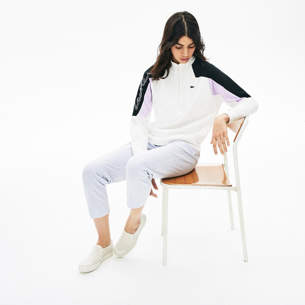 Womens Wo  LIVE Color-Block Zip-Front Sweatshirt | Lacoste White • 2Cq