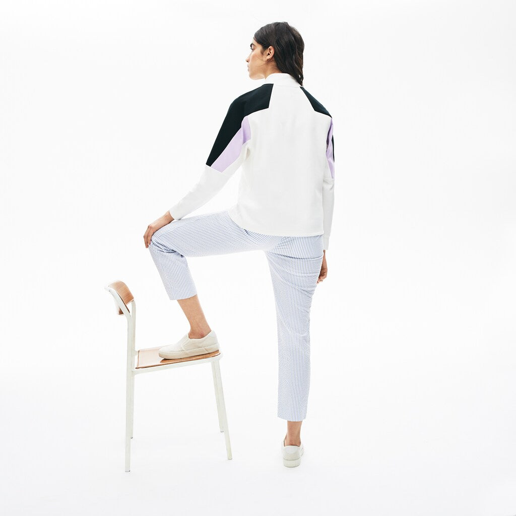 Womens Wo  LIVE Color-Block Zip-Front Sweatshirt | Lacoste White • 2Cq