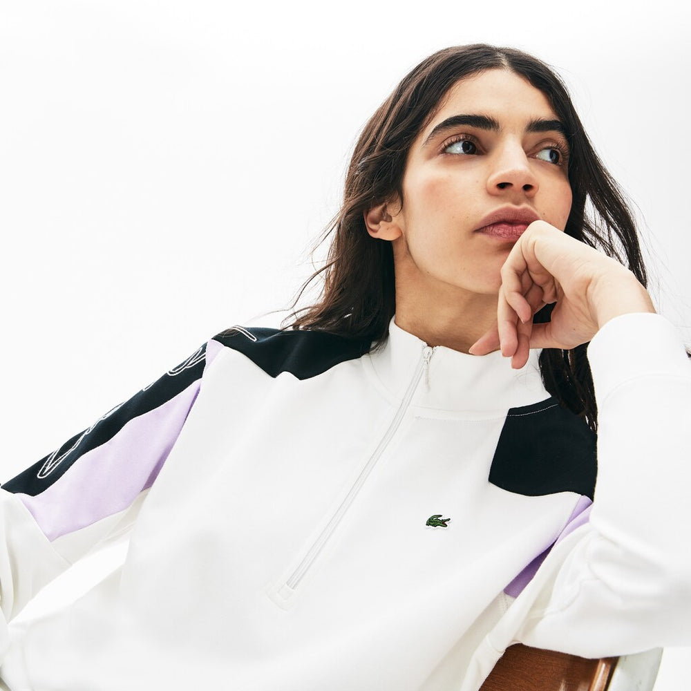 Womens Wo  LIVE Color-Block Zip-Front Sweatshirt | Lacoste White • 2Cq