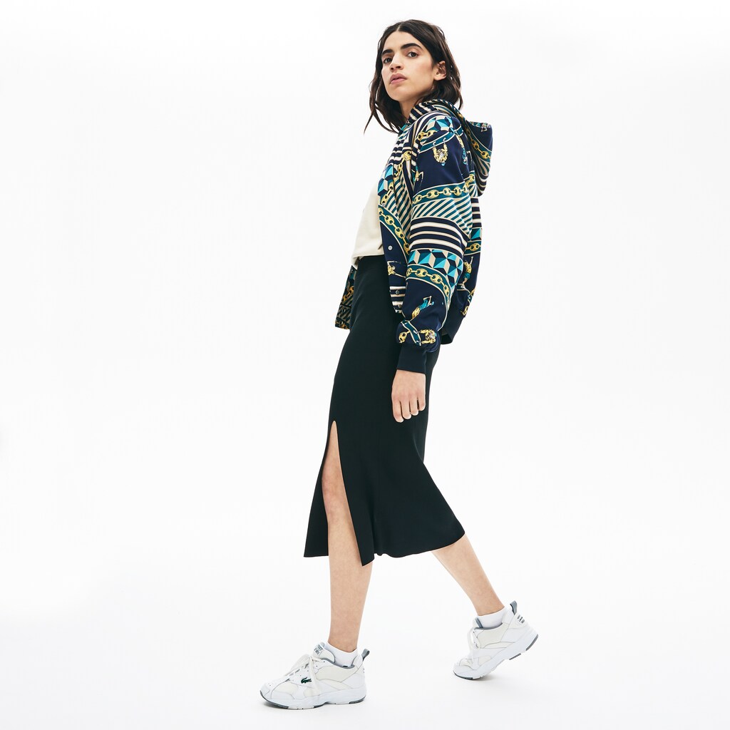 Womens Wo  LIVE Slit-Front Knit Skirt | Lacoste Black • 031