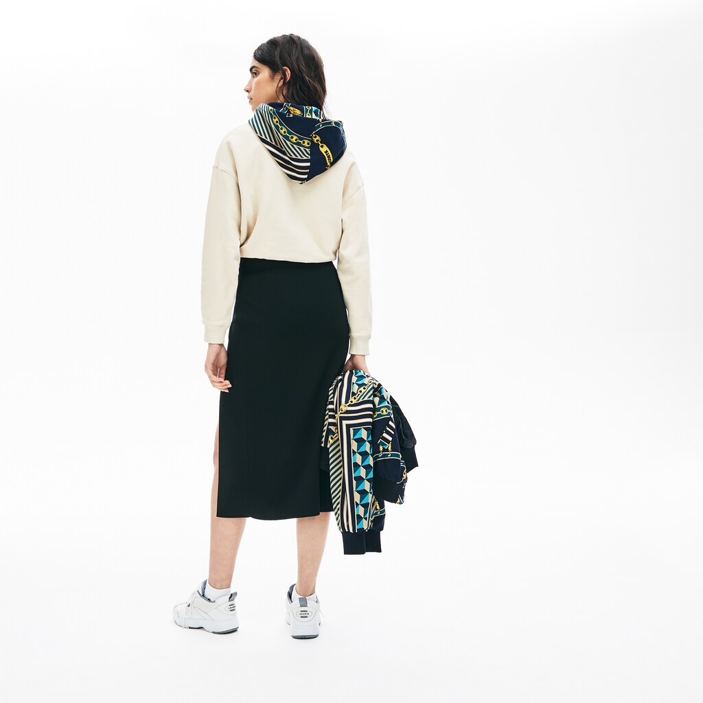 Womens Wo  LIVE Slit-Front Knit Skirt | Lacoste Black • 031