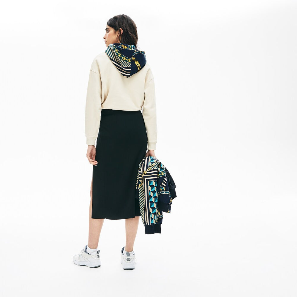 Womens Wo  LIVE Slit-Front Knit Skirt | Lacoste Black • 031
