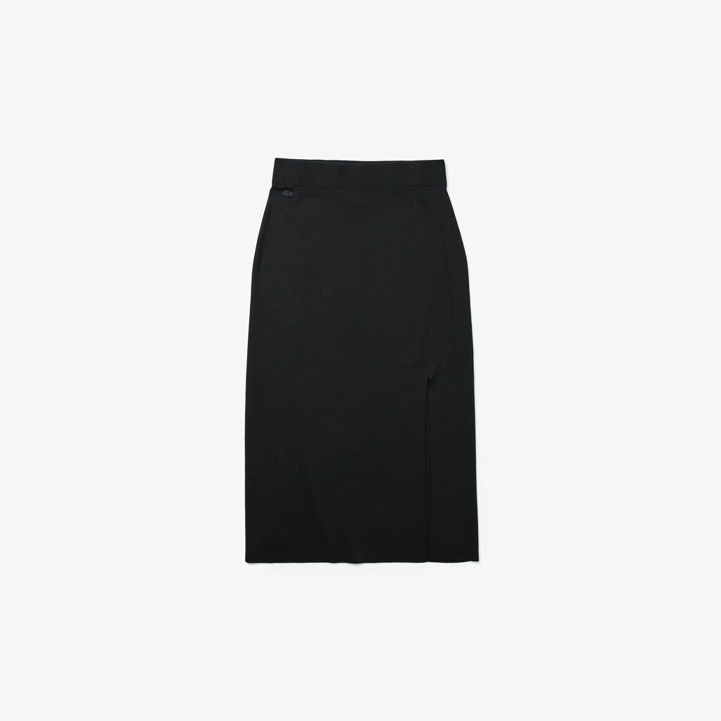 Womens Wo  LIVE Slit-Front Knit Skirt | Lacoste Black • 031