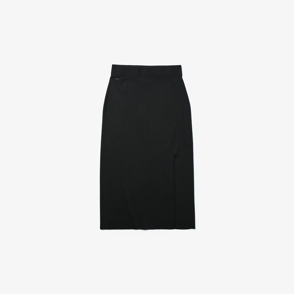 Womens Wo  LIVE Slit-Front Knit Skirt | Lacoste Black • 031