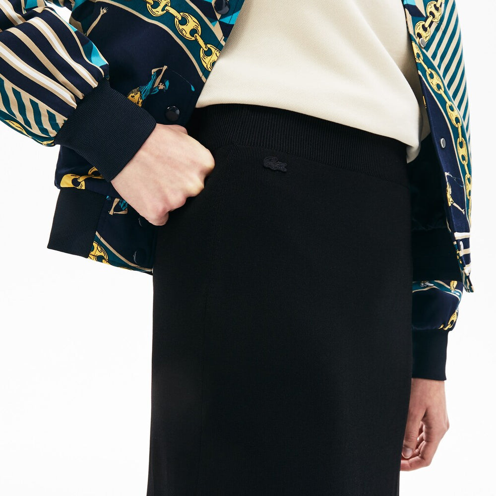 Womens Wo  LIVE Slit-Front Knit Skirt | Lacoste Black • 031
