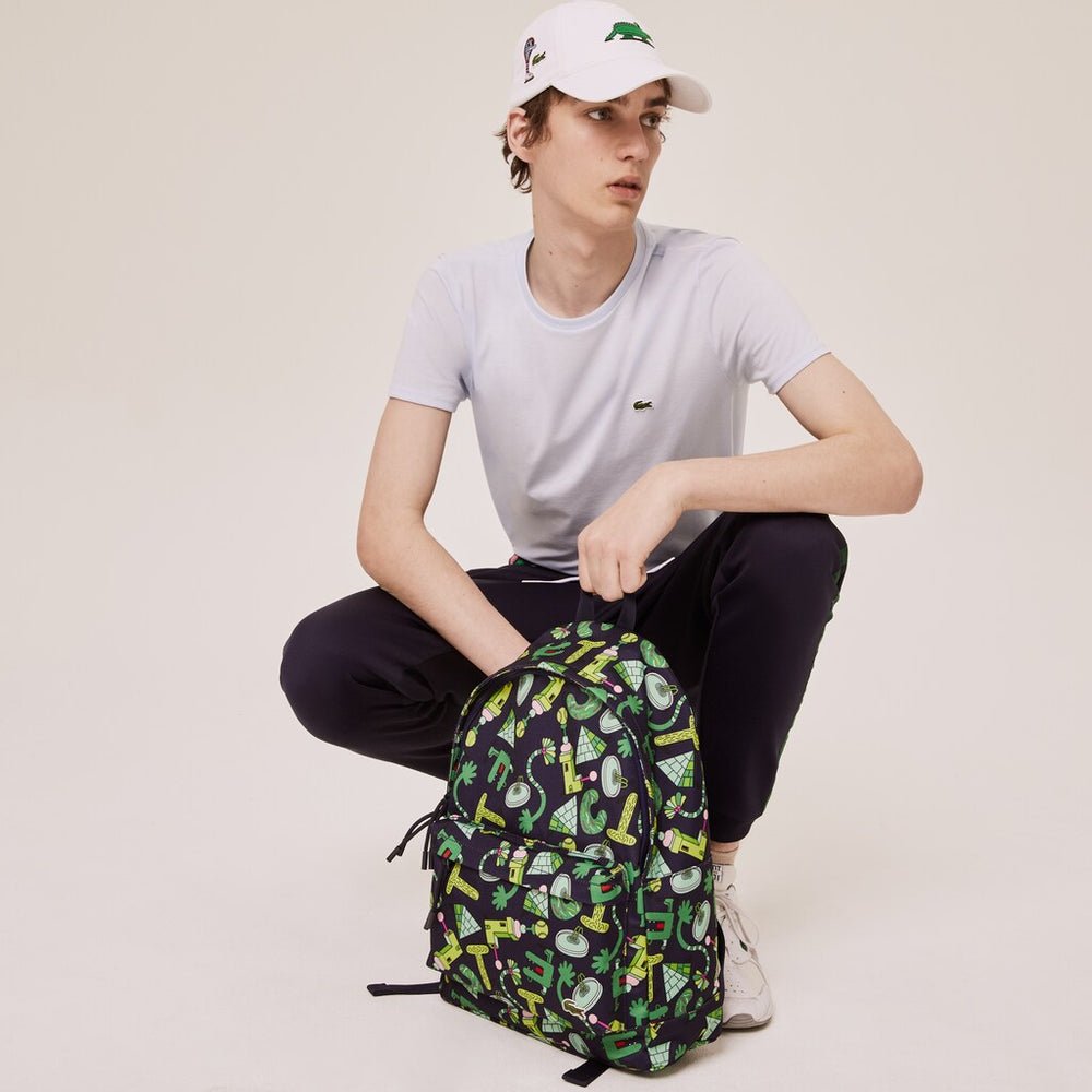 Mens   Lacoste x Jeremyville Croc Graphic Printed Backpack | Lacoste Croc Allover • C51