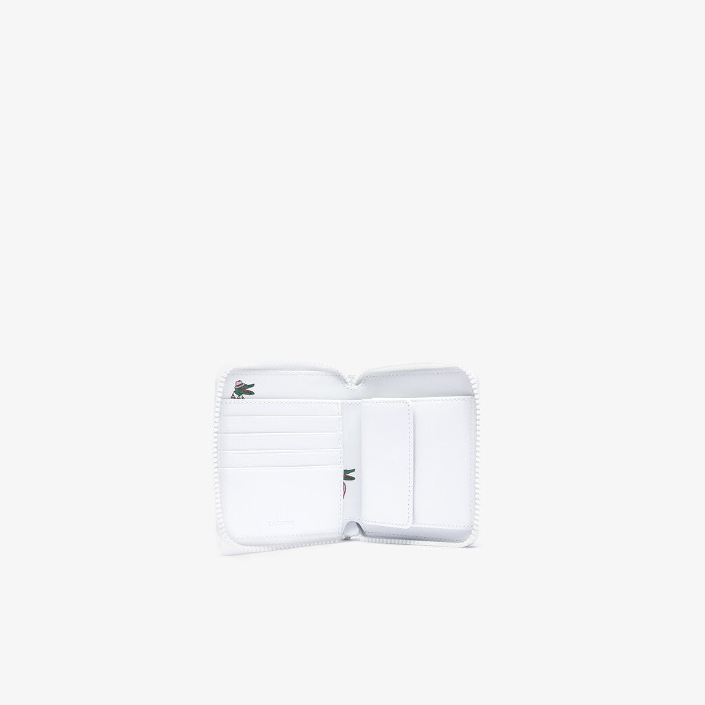Mens   Lacoste x Jean-Michel Tixier Fun Printed Leather Zippered Wallet | Lacoste Jog Croc • E88