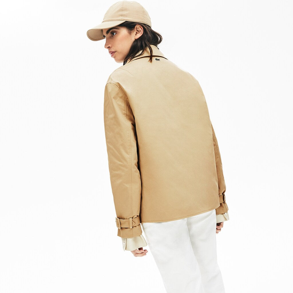 Womens Wo  LIVE Contrast Hood 2-in-1 Trench Coat | Lacoste Beige / Blue • Wlh