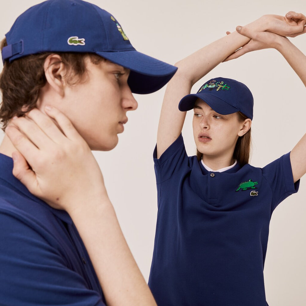 Mens Unisex Lacoste x Jeremyville Print Cotton Cap | Lacoste Navy Blue • F9F
