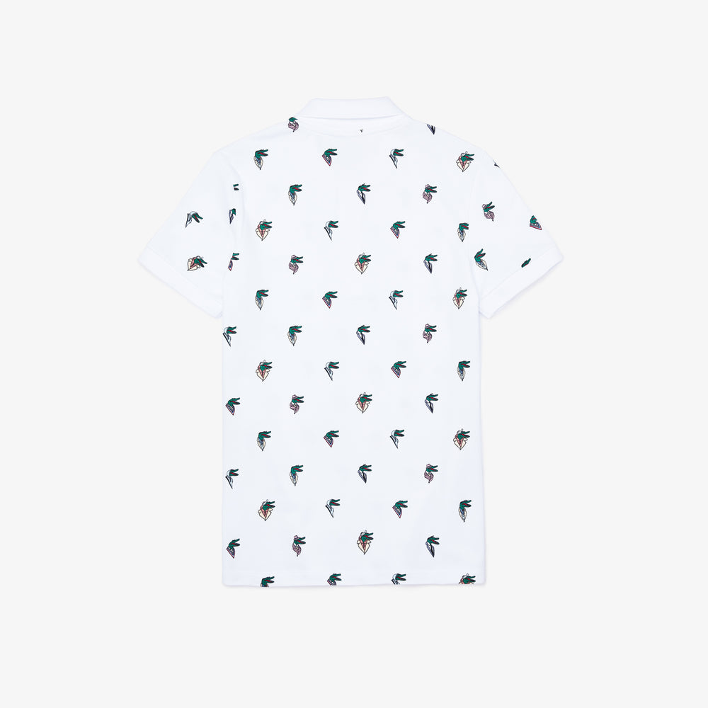 Mens/Womens Unisex Lacoste x Jean-Michel Tixier Print Regular Fit Polo Shirt | Lacoste White • 001