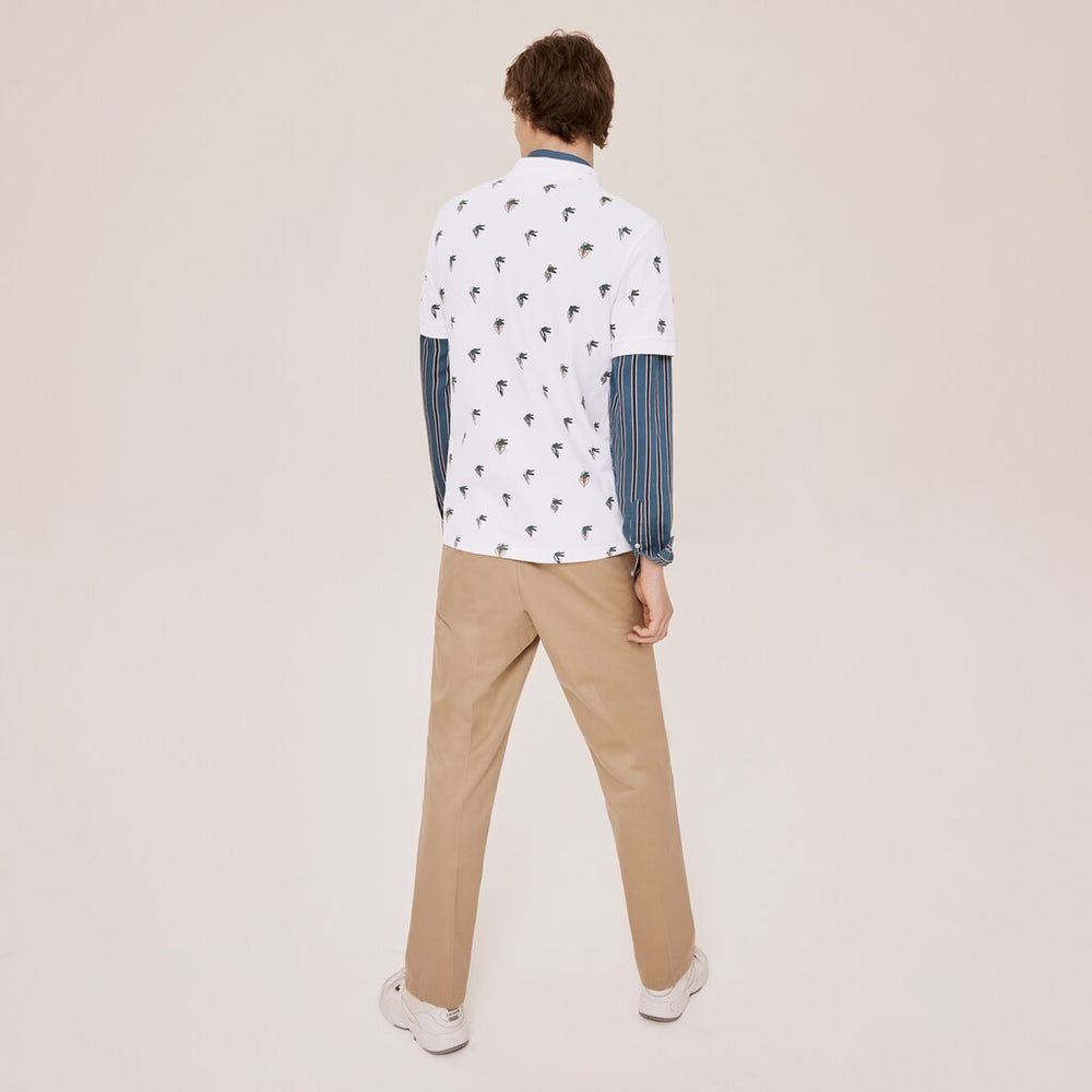 Mens/Womens Unisex Lacoste x Jean-Michel Tixier Print Regular Fit Polo Shirt | Lacoste White • 001