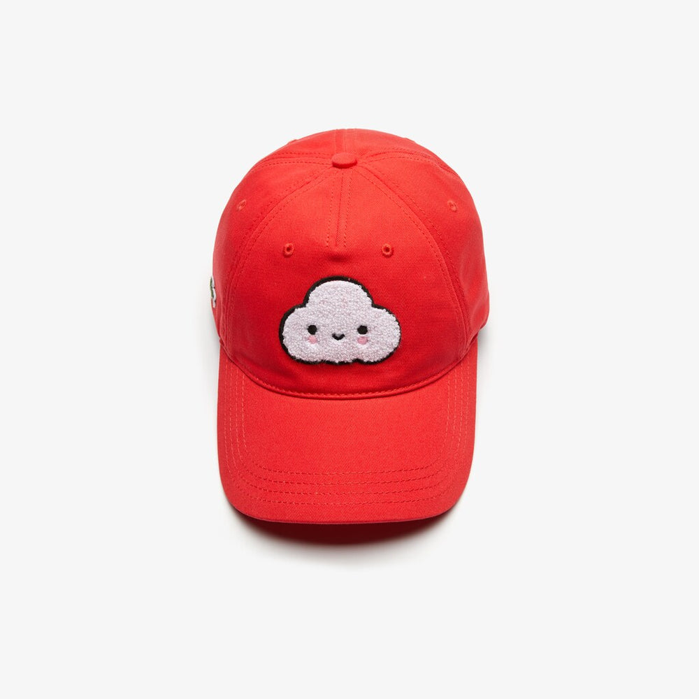 Mens Unisex Lacoste x FriendsWithYou Cotton Print Cap | Lacoste Red • 4By