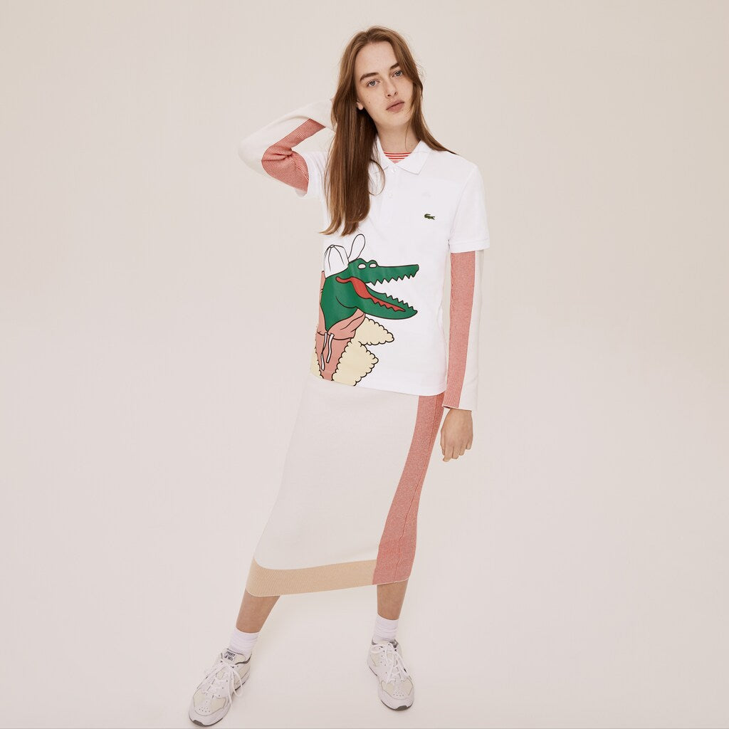 Mens/Womens Unisex Lacoste x Jean-Michel Tixier Print Classic Fit Polo Shirt | Lacoste White / Yellow • Jd4