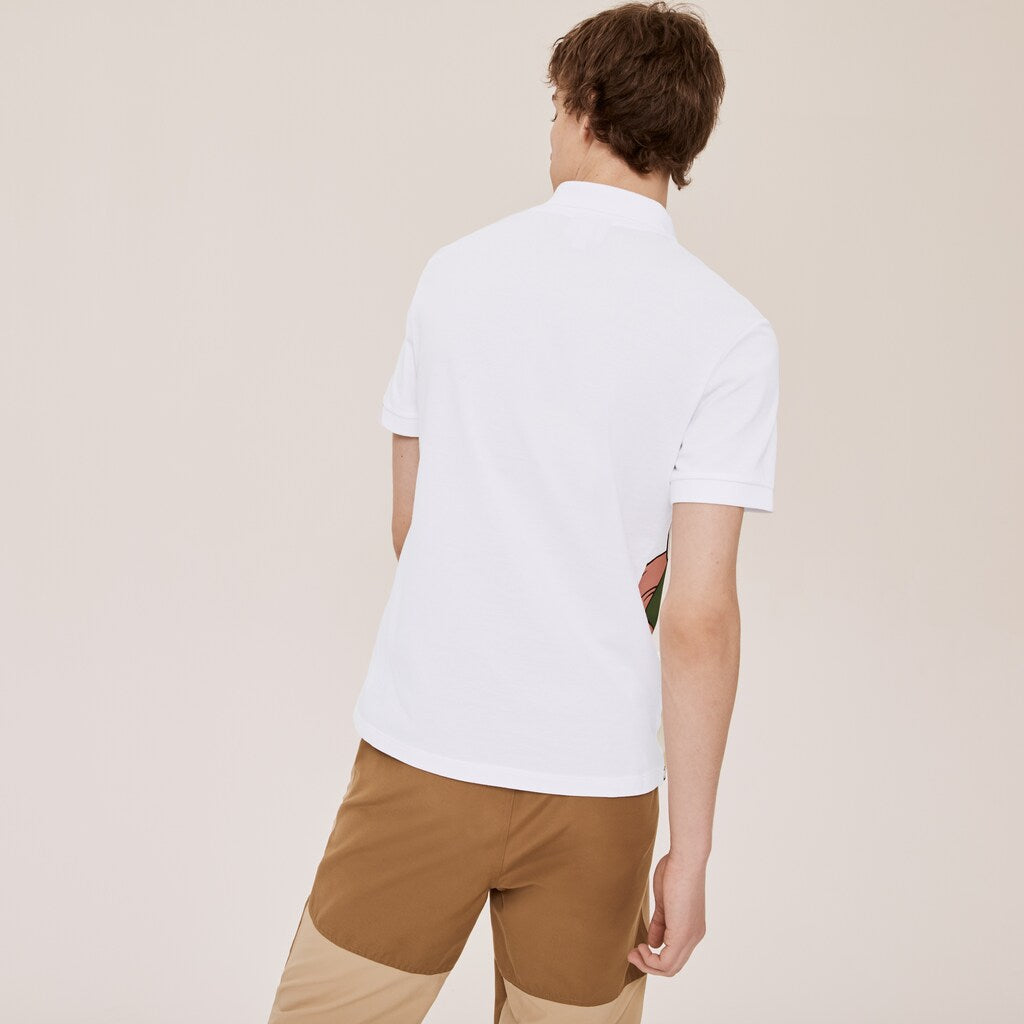 Mens/Womens Unisex Lacoste x Jean-Michel Tixier Print Classic Fit Polo Shirt | Lacoste White / Yellow • Jd4