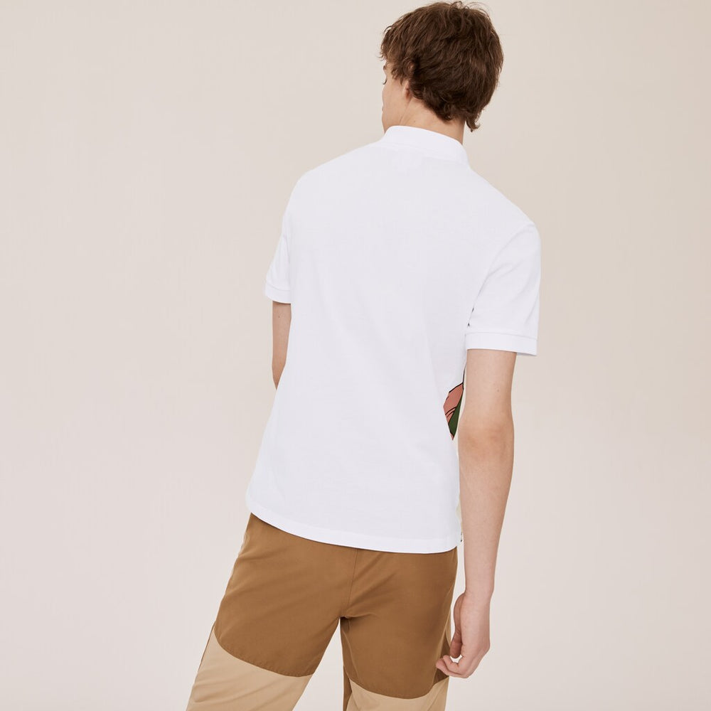 Mens/Womens Unisex Lacoste x Jean-Michel Tixier Print Classic Fit Polo Shirt | Lacoste White / Yellow • Jd4
