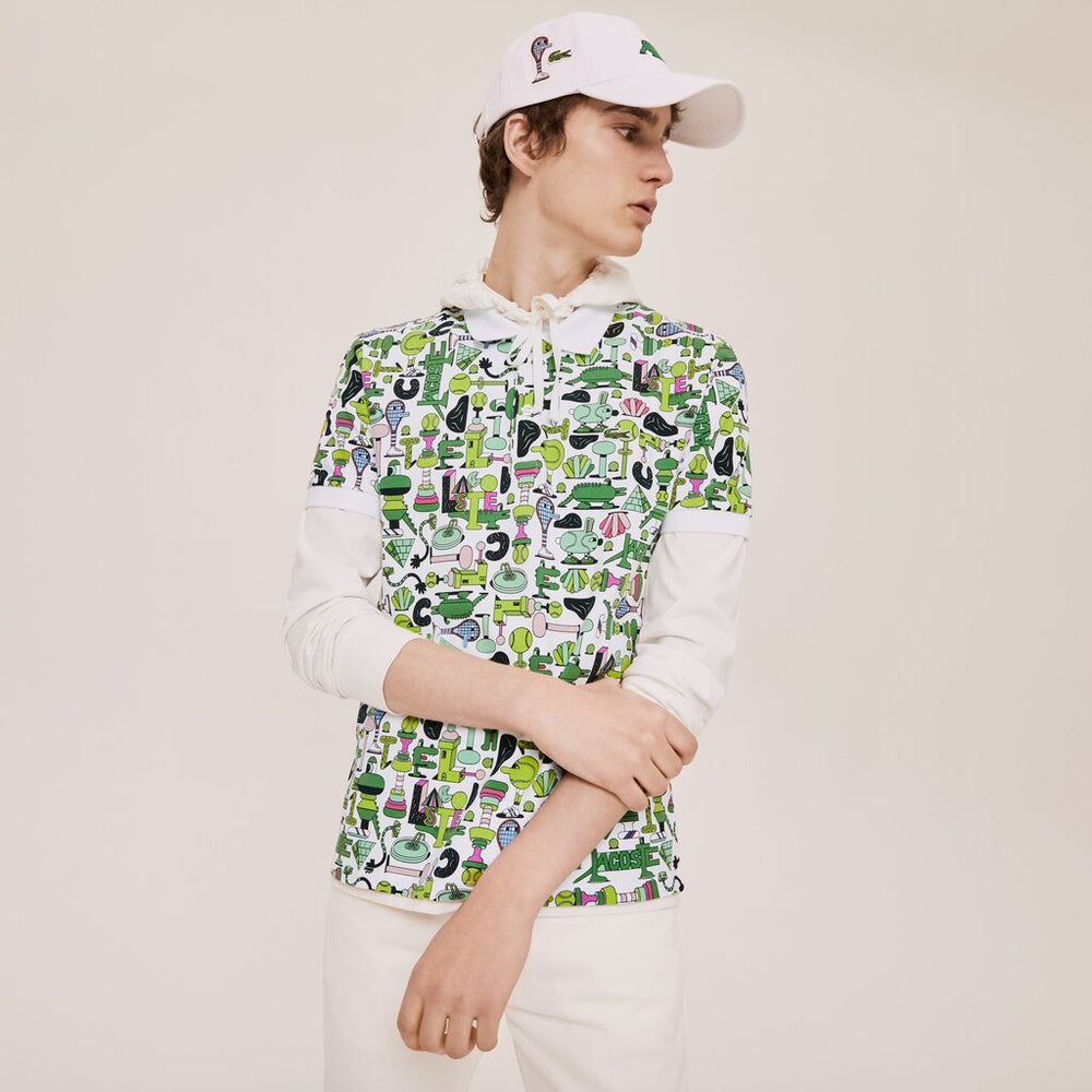 Mens/Womens Unisex Lacoste x Jeremyville Print Regular Fit Piqué Polo Shirt | Lacoste White • Sbh