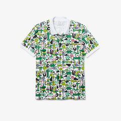 Mens/Womens Unisex Lacoste x Jeremyville Print Regular Fit Piqué Polo Shirt | Lacoste White • Sbh