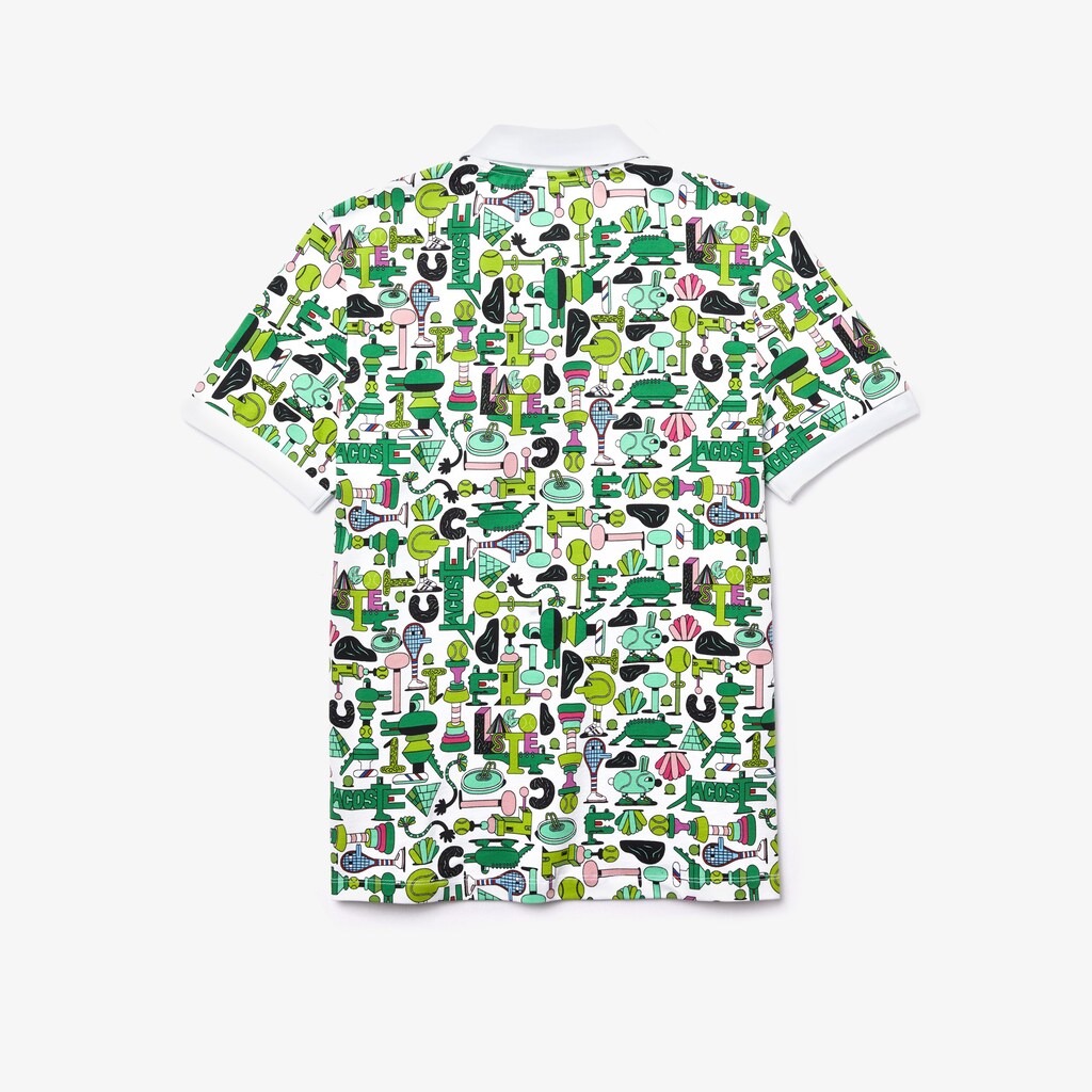 Mens/Womens Unisex Lacoste x Jeremyville Print Regular Fit Piqué Polo Shirt | Lacoste White • Sbh
