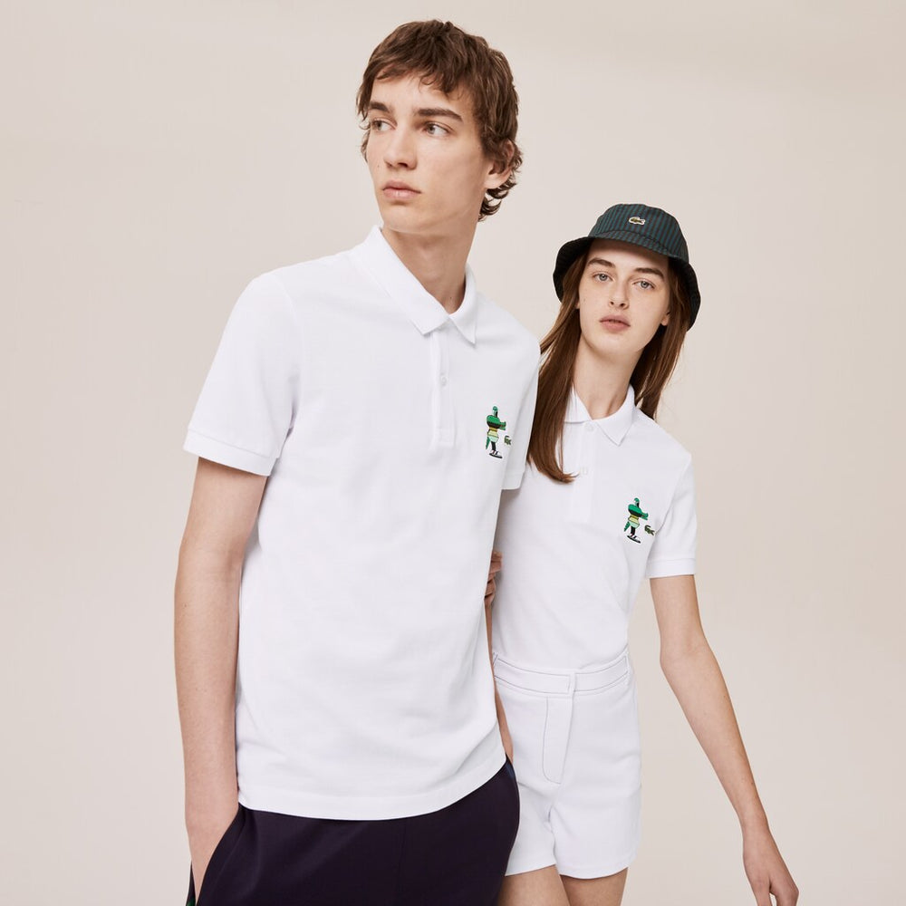 Mens/Womens Unisex Lacoste x Jeremyville Design Classic Fit Polo Shirt | Lacoste White • 001