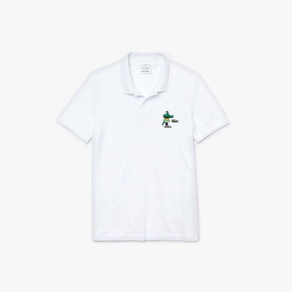 Mens/Womens Unisex Lacoste x Jeremyville Design Classic Fit Polo Shirt | Lacoste White • 001