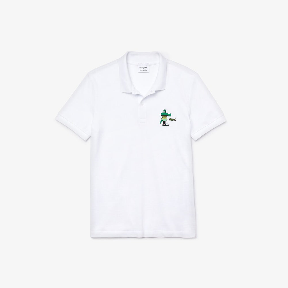 Mens/Womens Unisex Lacoste x Jeremyville Design Classic Fit Polo Shirt | Lacoste White • 001