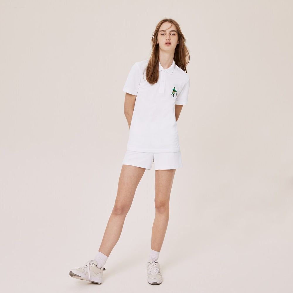 Mens/Womens Unisex Lacoste x Jeremyville Design Classic Fit Polo Shirt | Lacoste White • 001