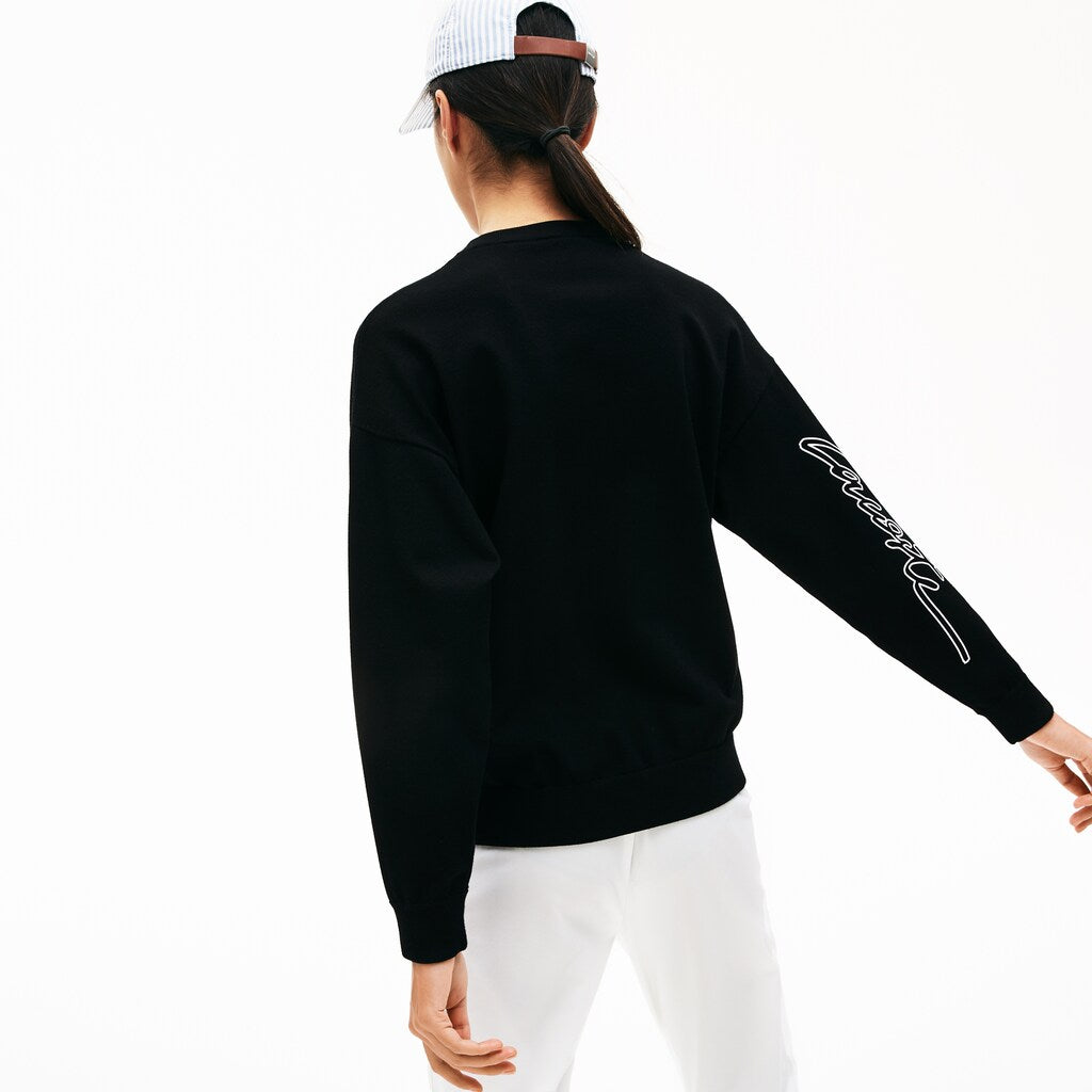 Womens Wo  LIVE 3D Signature Cotton Crewneck Sweater | Lacoste Black • 031