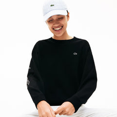 Womens Wo  LIVE 3D Signature Cotton Crewneck Sweater | Lacoste Black • 031