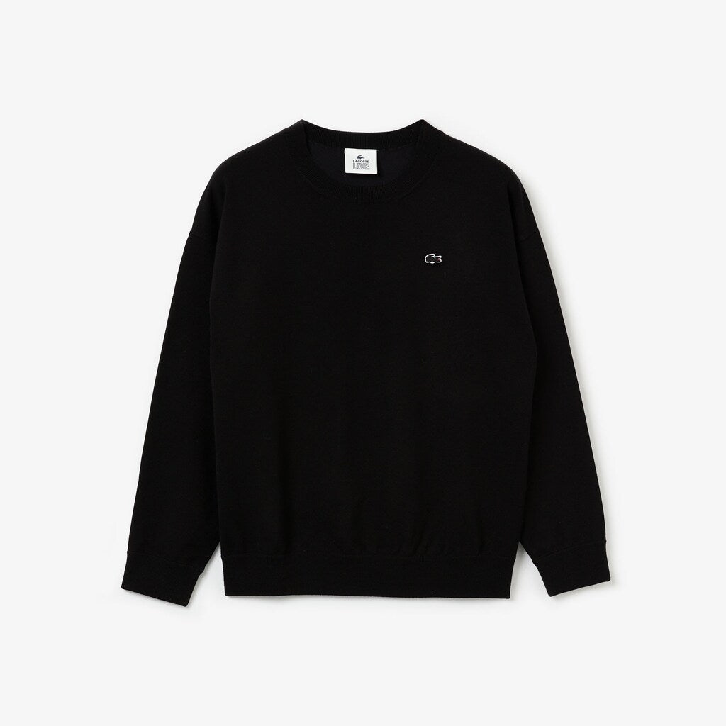 Womens Wo  LIVE 3D Signature Cotton Crewneck Sweater | Lacoste Black • 031