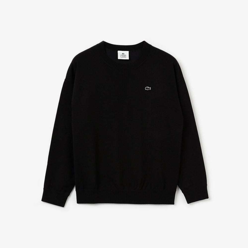 Womens Wo  LIVE 3D Signature Cotton Crewneck Sweater | Lacoste Black • 031