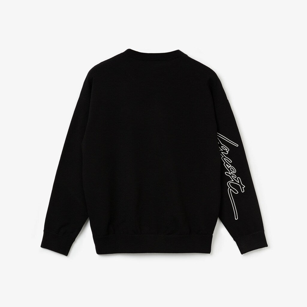 Womens Wo  LIVE 3D Signature Cotton Crewneck Sweater | Lacoste Black • 031