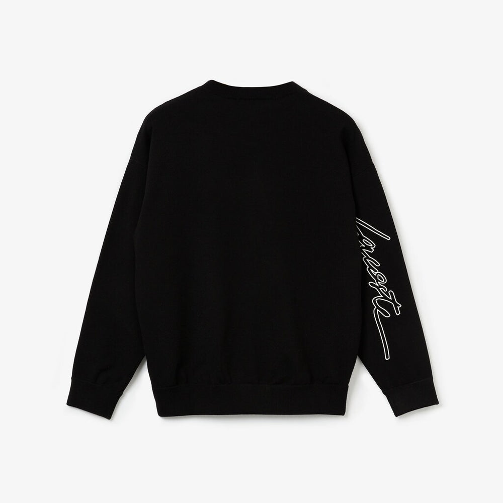 Womens Wo  LIVE 3D Signature Cotton Crewneck Sweater | Lacoste Black • 031