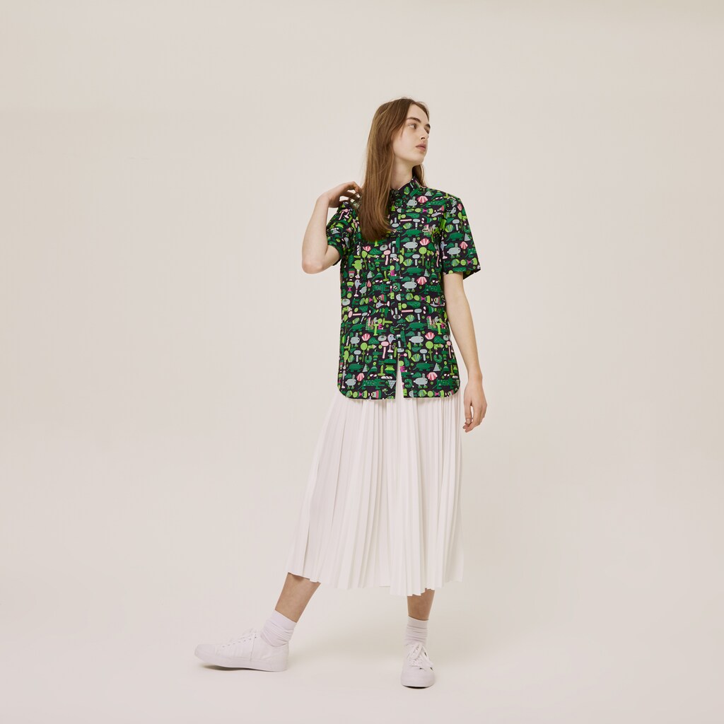 Mens/Womens Unisex Lacoste x Jeremyville Regular Fit Cotton Shirt | Lacoste Navy Blue / White • Qrn