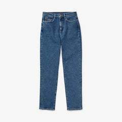 Womens Wo  LIVE High-Rise Washed Cotton Jeans | Lacoste Blue • Ap5