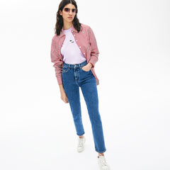 Womens Wo  LIVE High-Rise Washed Cotton Jeans | Lacoste Blue • Ap5