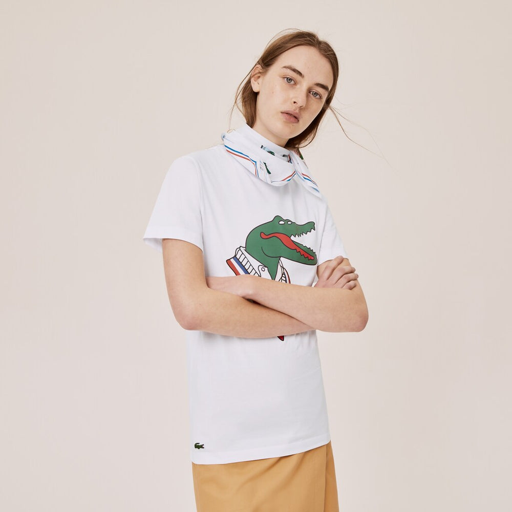 Mens/Womens   Lacoste x Jean-Michel Tixier Graphic T-shirt | Lacoste White / Red • K01