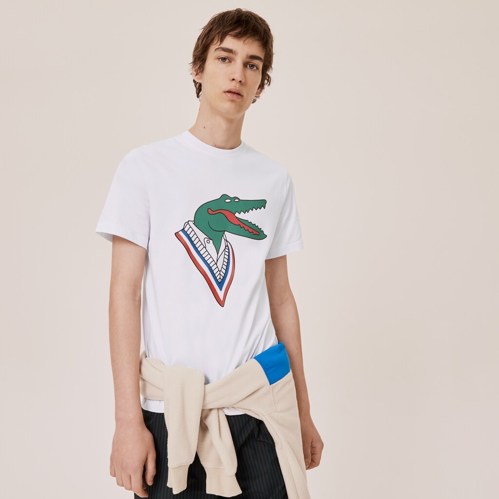 Mens/Womens   Lacoste x Jean-Michel Tixier Graphic T-shirt | Lacoste White / Red • K01