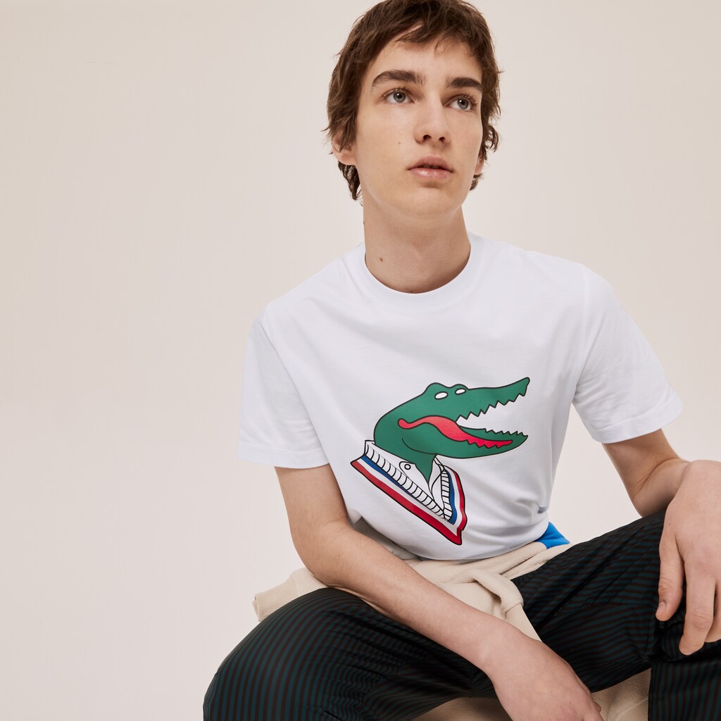 Mens/Womens   Lacoste x Jean-Michel Tixier Graphic T-shirt | Lacoste White / Red • K01