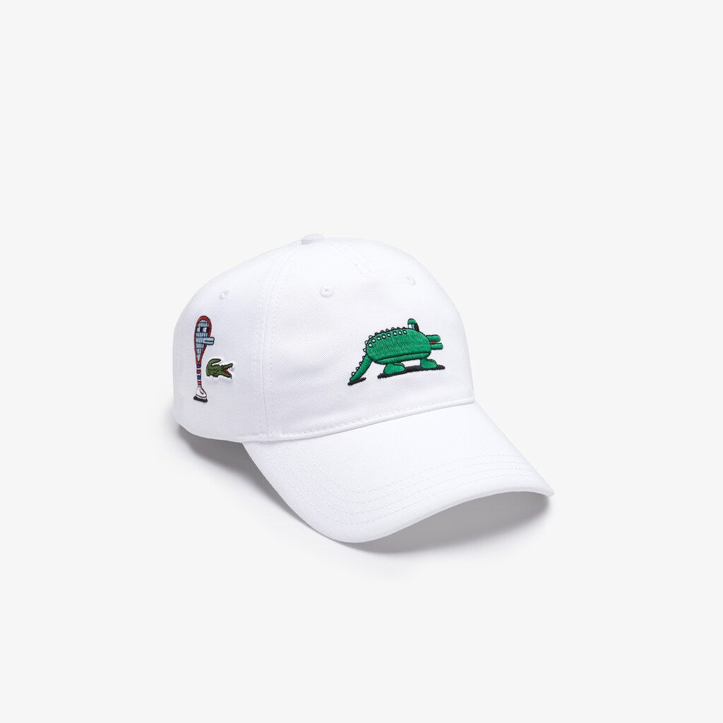 Mens Unisex Lacoste x Jeremyville Design Cotton Cap | Lacoste White • 001