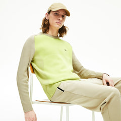 Mens   Motion Breathable Color-Block Sweater | Lacoste Beige / Flashy Yellow • Hs6