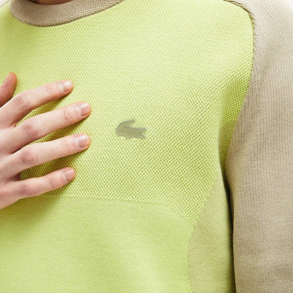 Mens   Motion Breathable Color-Block Sweater | Lacoste Beige / Flashy Yellow • Hs6