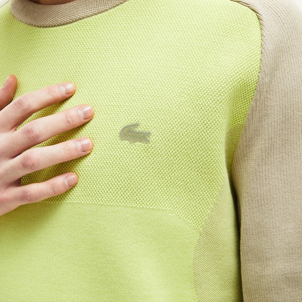 Mens   Motion Breathable Color-Block Sweater | Lacoste Beige / Flashy Yellow • Hs6