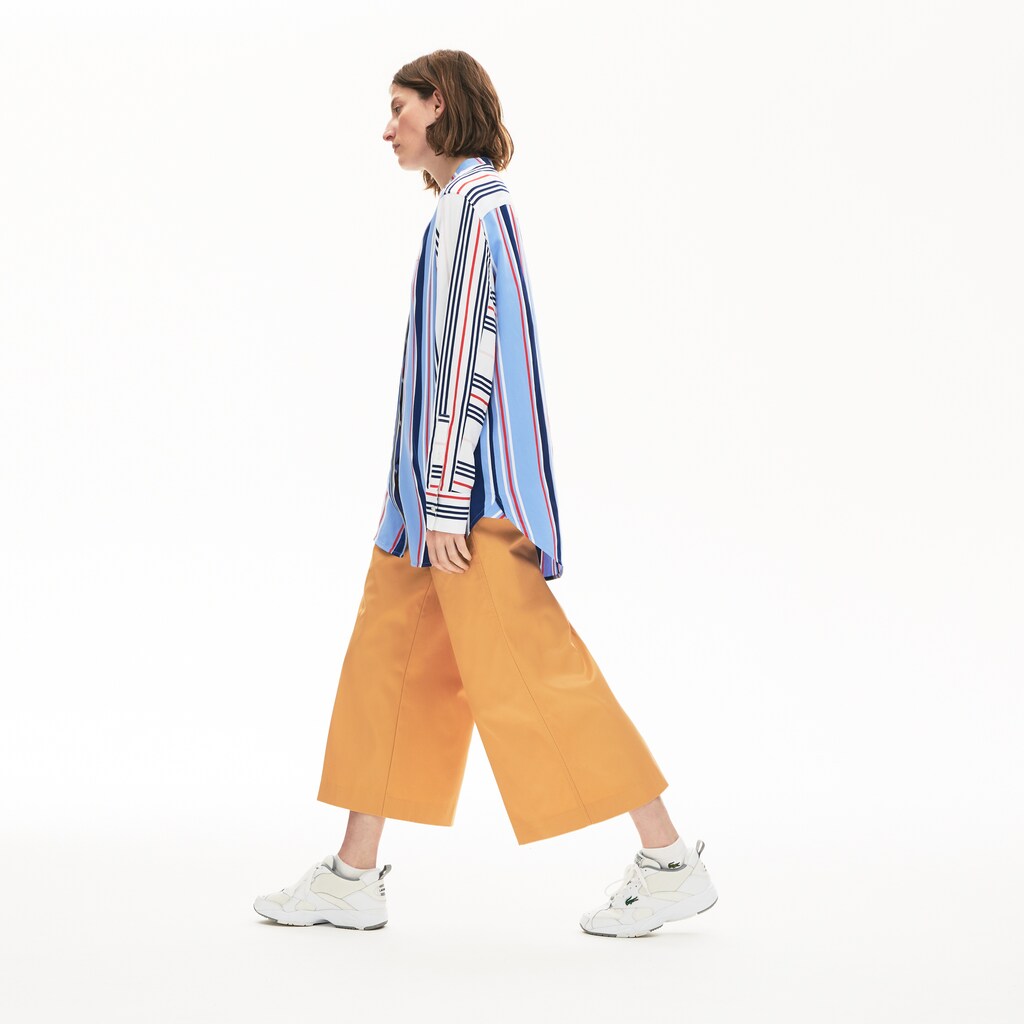 Womens Wo  Striped Long Flowing Shirt | Lacoste Purple / White / Navy Blue / Red • Nh6