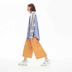 Womens Wo  Striped Long Flowing Shirt | Lacoste Purple / White / Navy Blue / Red • Nh6