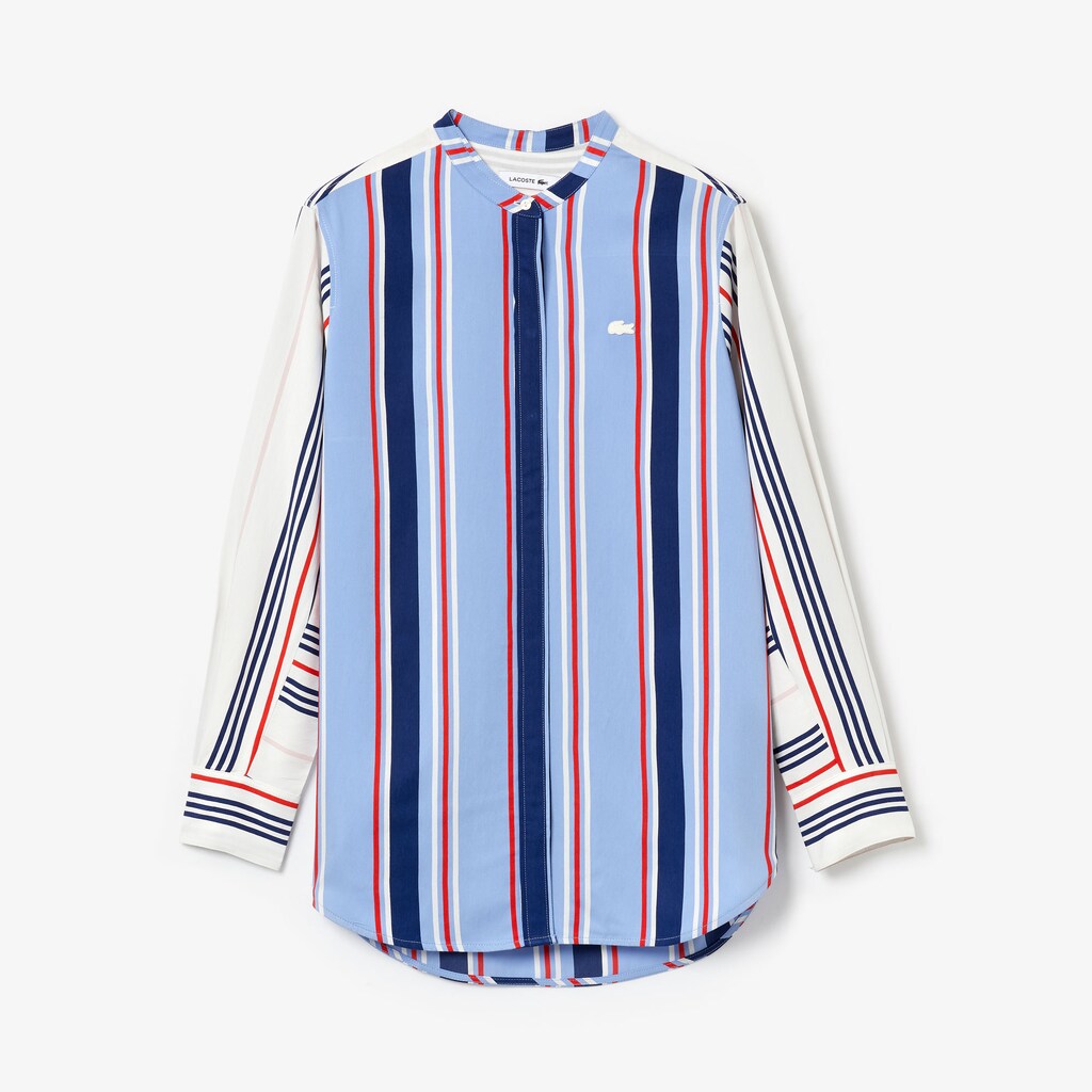 Womens Wo  Striped Long Flowing Shirt | Lacoste Purple / White / Navy Blue / Red • Nh6