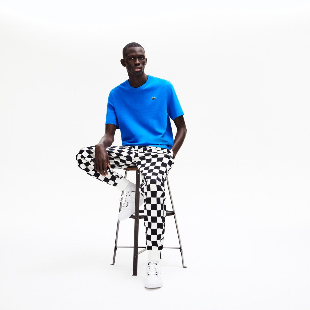 Mens   LIVE Printed-Back Cotton T-Shirt | Lacoste Blue / White • Jfl